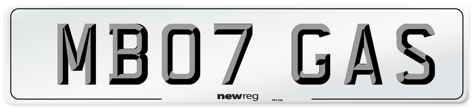 MB07 GAS Number Plate from New Reg